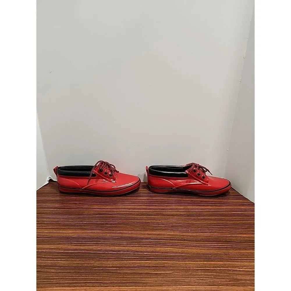 Rare Vtg 1990's Womens Sporto Red Low Duck Rubber Rain Boots 8‎